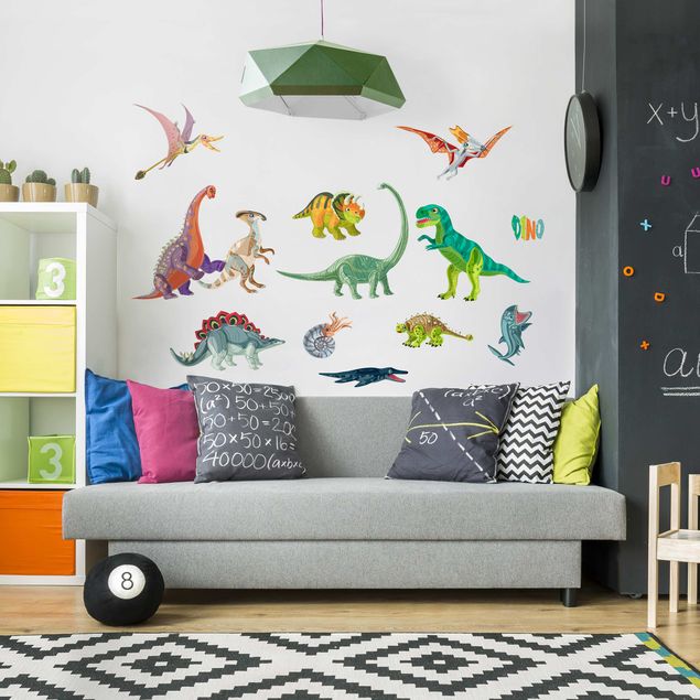 Wallstickers Colorful dinosaur set