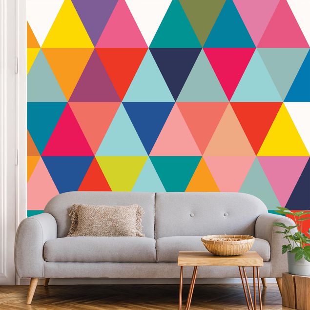 Geometrisk tapet Colourful Triangle Pattern