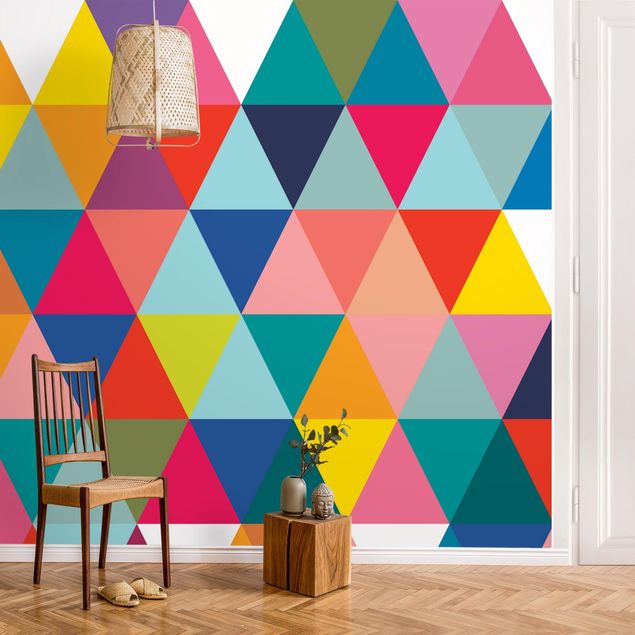 Moderne tapet Colourful Triangle Pattern
