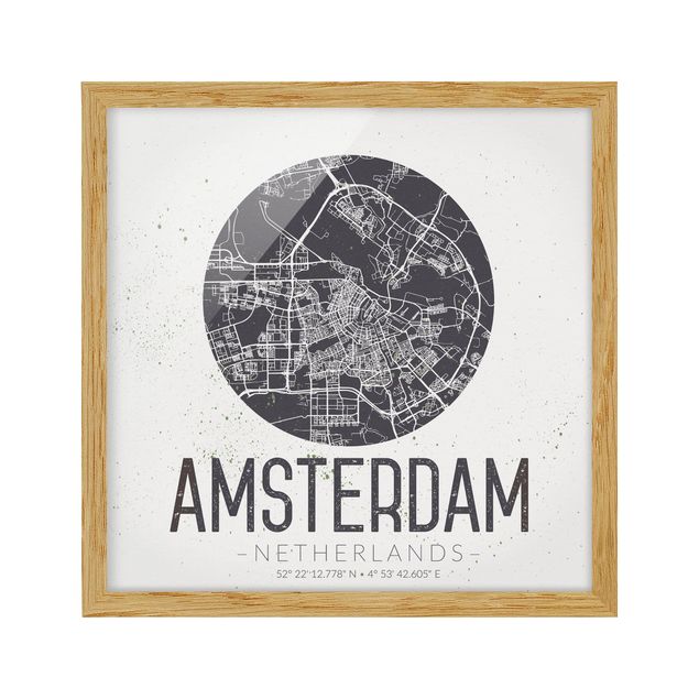 Billeder arkitektur og skyline Amsterdam City Map - Retro