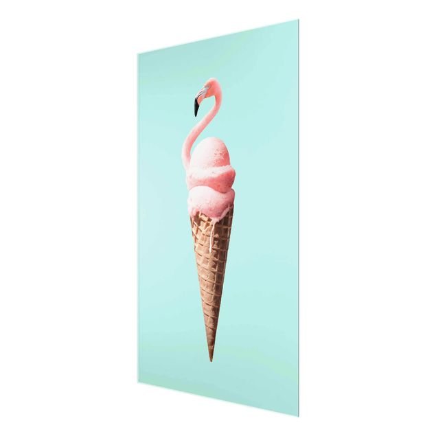 Billeder turkis Ice Cream Cone With Flamingo