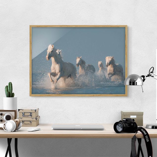 Indrammede plakater abstrakt Herd Of White Horses