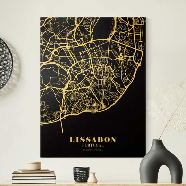 Billeder verdenskort Lisbon City Map - Classic Black