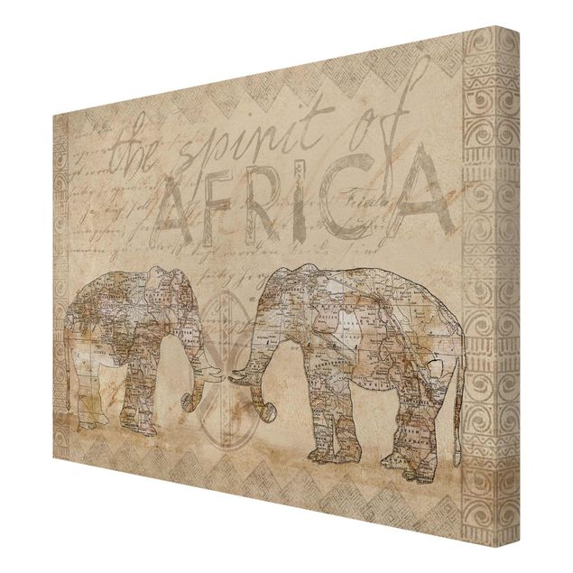 Billeder på lærred kunsttryk Vintage Collage - Spirit Of Africa