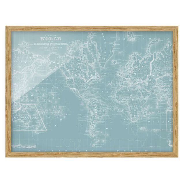 Billeder moderne World Map In Ice Blue