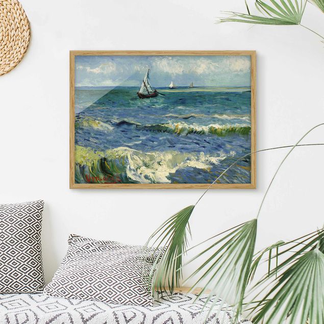 Indrammede plakater strande Vincent Van Gogh - Seascape Near Les Saintes-Maries-De-La-Mer