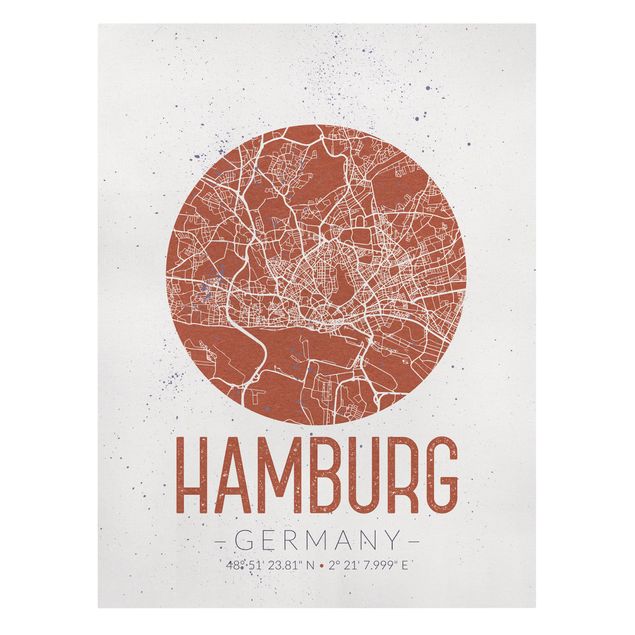 Billeder verdenskort Hamburg City Map - Retro