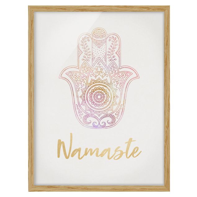 Billeder mønstre Hamsa Hand Illustration Namaste Gold Light Pink