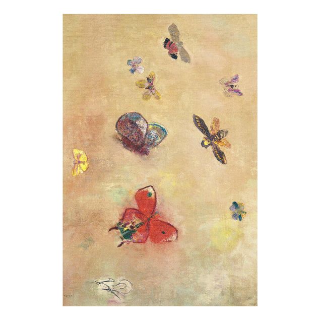 Glasbilleder dyr Odilon Redon - Colourful Butterflies