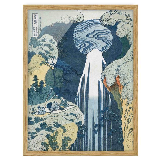 Indrammede plakater landskaber Katsushika Hokusai - The Waterfall of Amida behind the Kiso Road