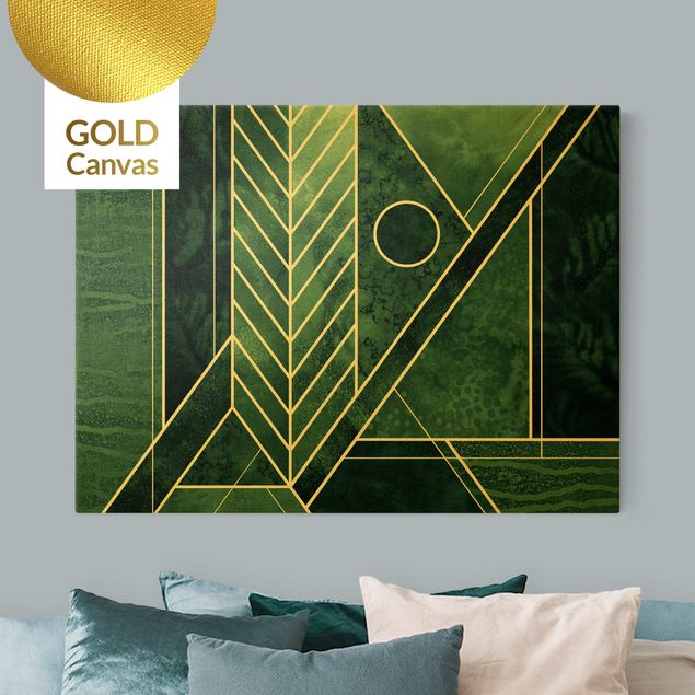 Billeder kunsttryk Golden Geometry - Emerald