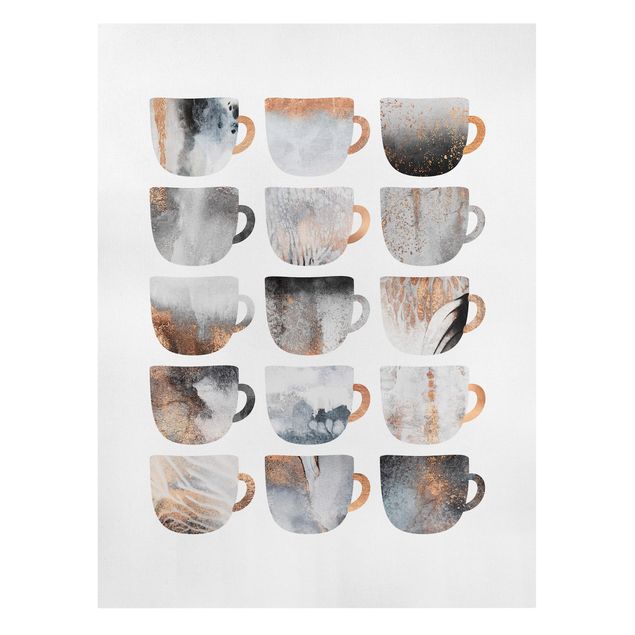 Billeder på lærred kaffe Grey Coffee Mugs With Gold