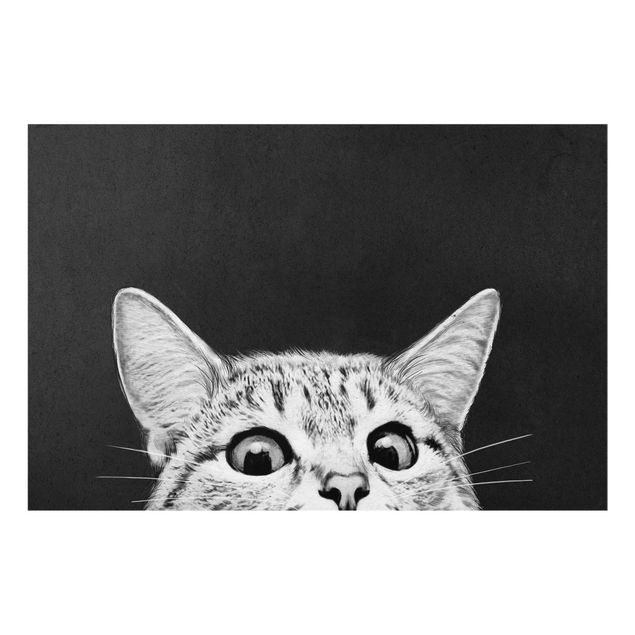 Glasbilleder sort og hvid Illustration Cat Black And White Drawing