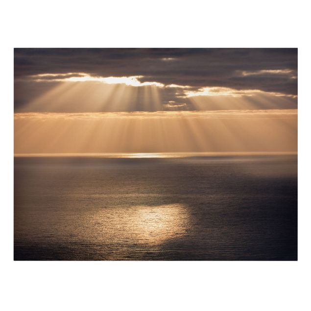Billeder på lærred kunsttryk Sun Beams Over The Ocean