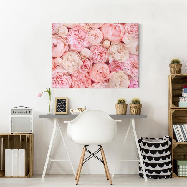 Billeder på lærred blomster Roses Rosé Coral Shabby