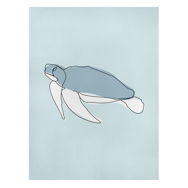 Billeder på lærred dyr Turtle Line Art