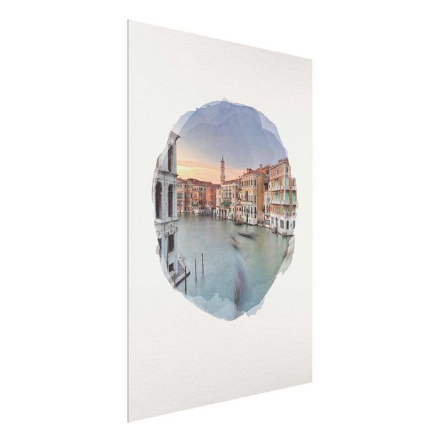 Glasbilleder arkitektur og skyline WaterColours - Grand Canal View From The Rialto Bridge Venice