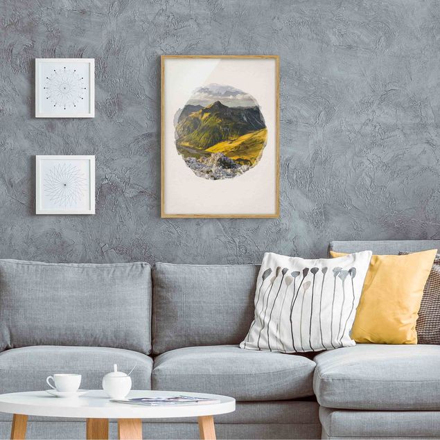 Billeder landskaber WaterColours - Mountains And Valley Of The Lechtal Alps In Tirol