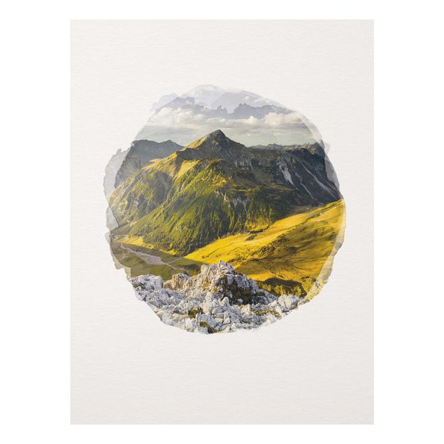 Billeder bjerge WaterColours - Mountains And Valley Of The Lechtal Alps In Tirol