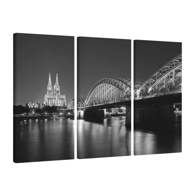 Billeder på lærred sort og hvid Cologne At Night II