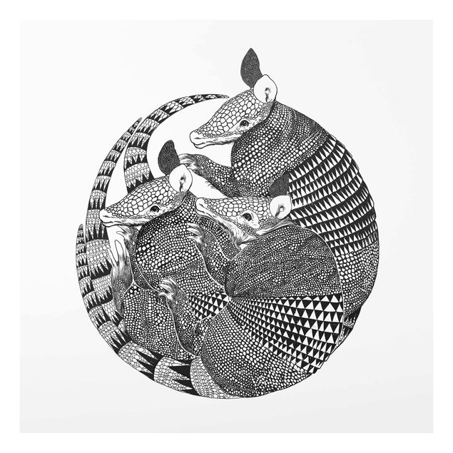 Billeder kunsttryk Illustration Armadillos Black And White Pattern