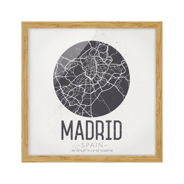 Billeder arkitektur og skyline Madrid City Map - Retro