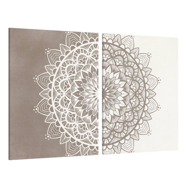 Billeder mandalas Mandala Illustration Shabby Set Beige White