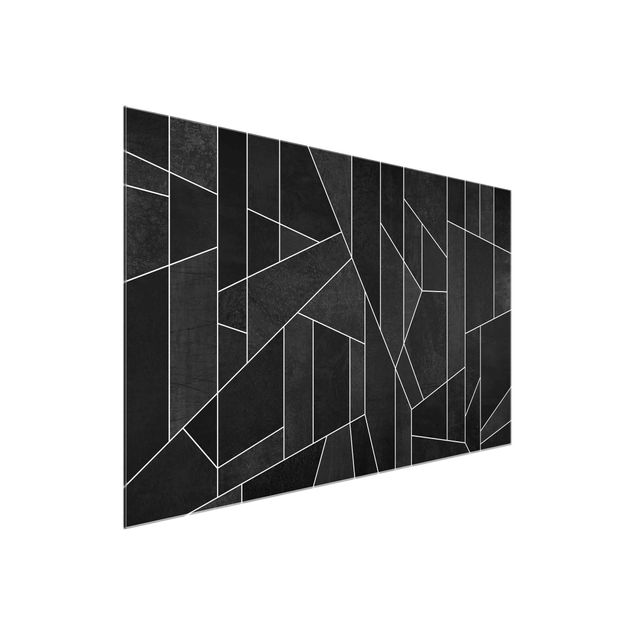 Glasbilleder abstrakt Black And White Geometric Watercolour
