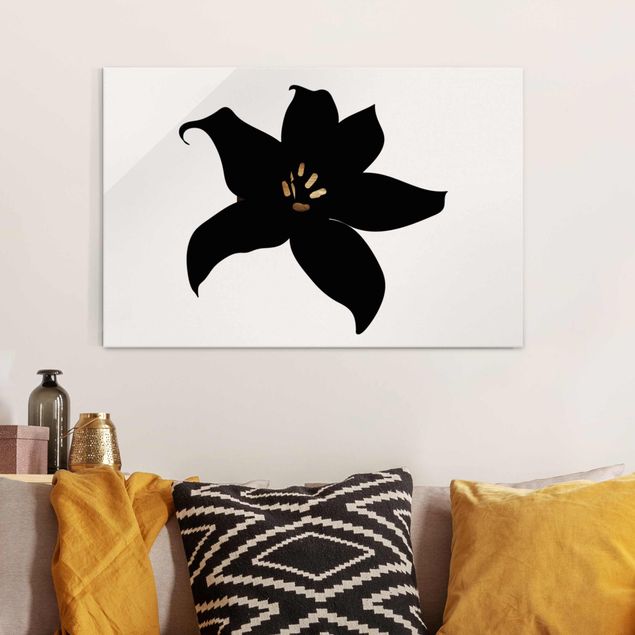Glasbilleder orkideer Graphical Plant World - Orchid Black And Gold