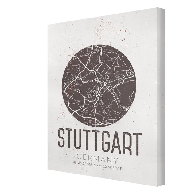 Billeder sort og hvid Stuttgart City Map - Retro
