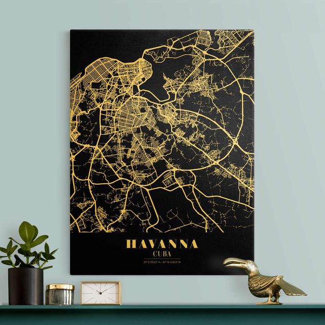 Billeder verdenskort Havana City Map - Classic Black