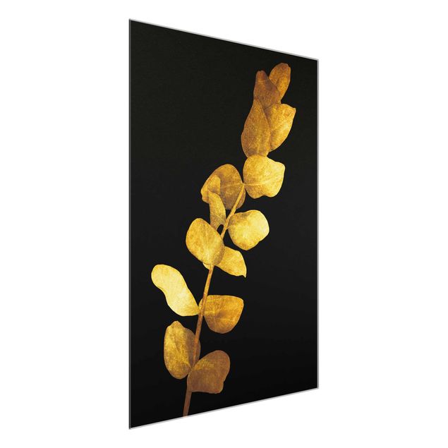 Billeder blomster Gold - Eucalyptus On Black