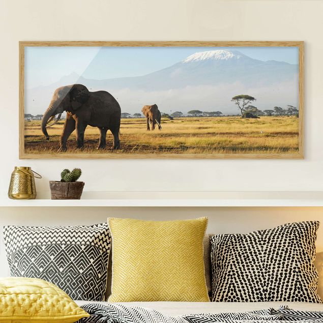køkken dekorationer Elephants In Front Of The Kilimanjaro In Kenya
