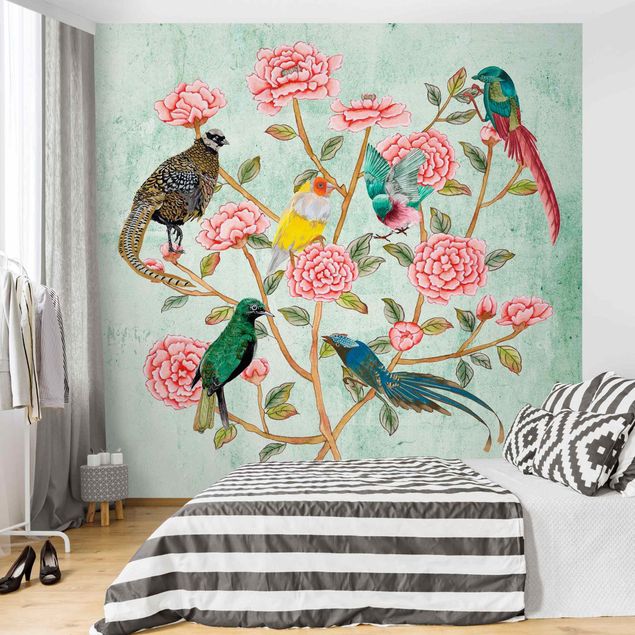 Tapet roser Chinoiserie Collage In Mint II