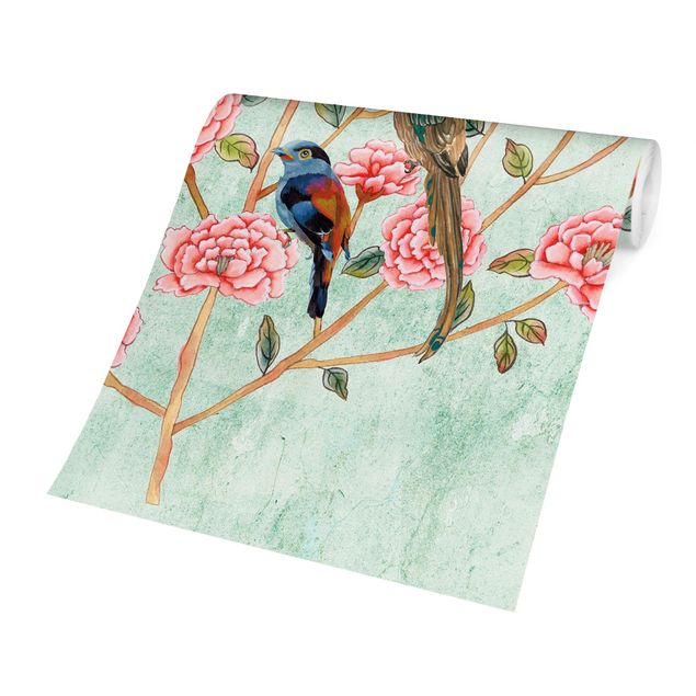 Moderne tapet Chinoiserie Collage In Mint