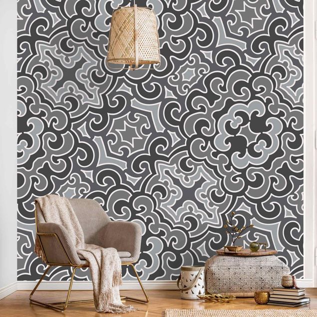 Moderne tapet Chinoiserie Pattern In Grey