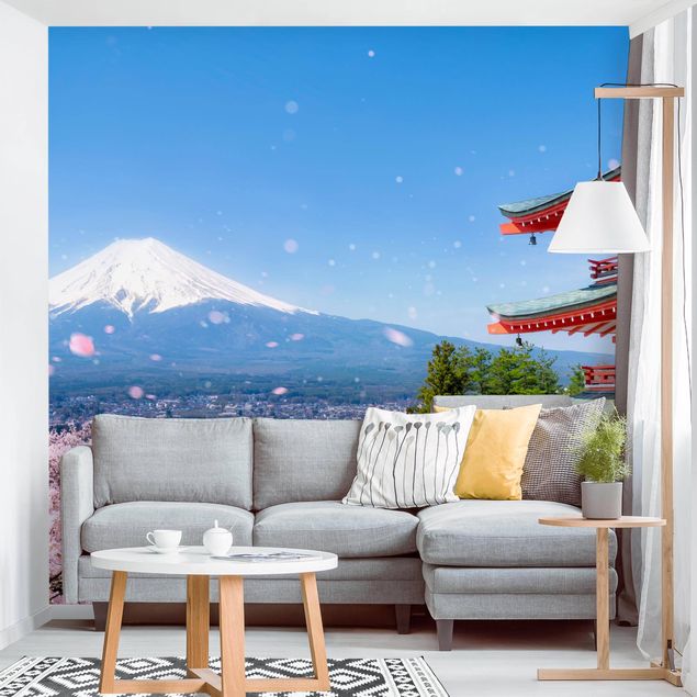 Fototapet arkitektur og skyline Chureito Pagoda And Mt. Fuji