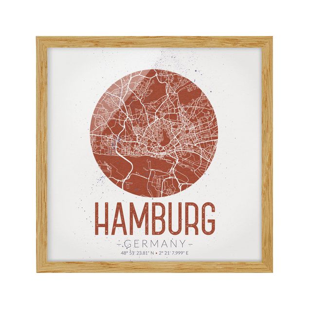 Billeder arkitektur og skyline Hamburg City Map - Retro