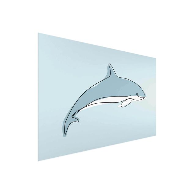 Glasbilleder dyr Dolphin Line Art