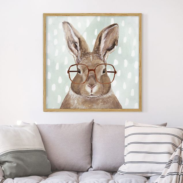 Indrammede plakater dyr Animals With Glasses - Rabbit