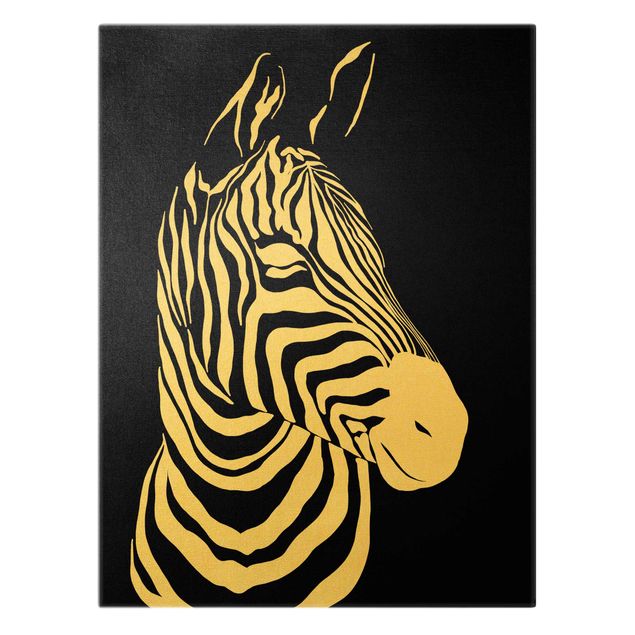 Billeder på lærred guld Safari Animals - Portrait Zebra Black