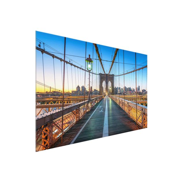 Glasbilleder arkitektur og skyline Dawn On The Brooklyn Bridge