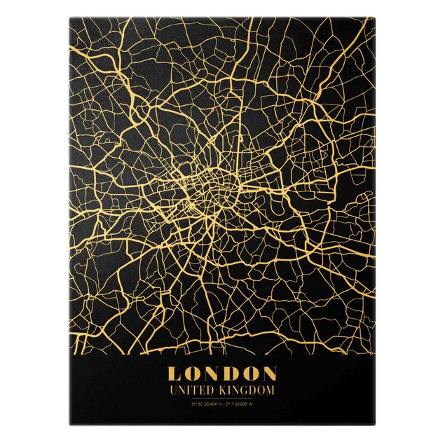 Billeder sort London City Map - Classic Black