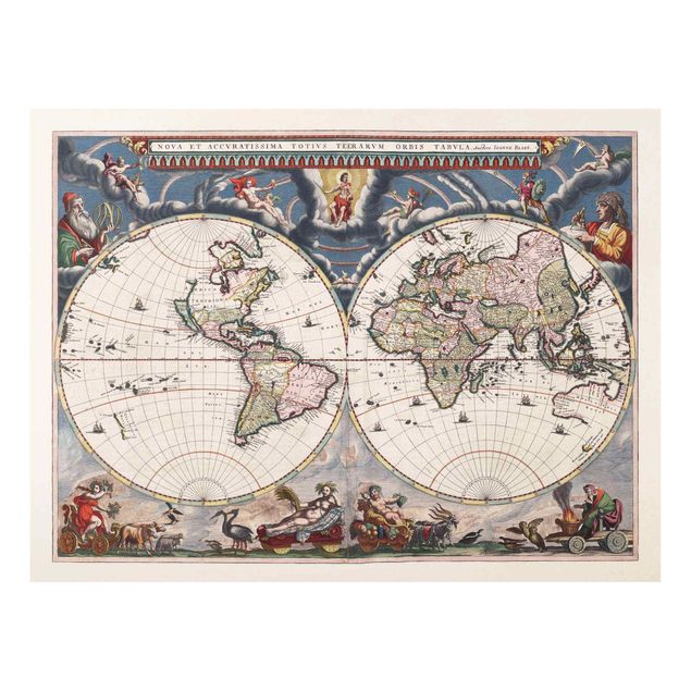 Billeder Historic World Map Nova Et Accuratissima Of 1664