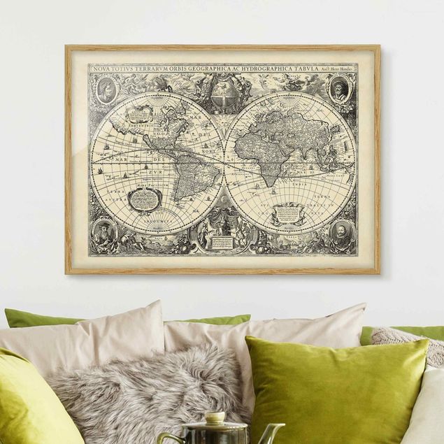 køkken dekorationer Vintage World Map Antique Illustration