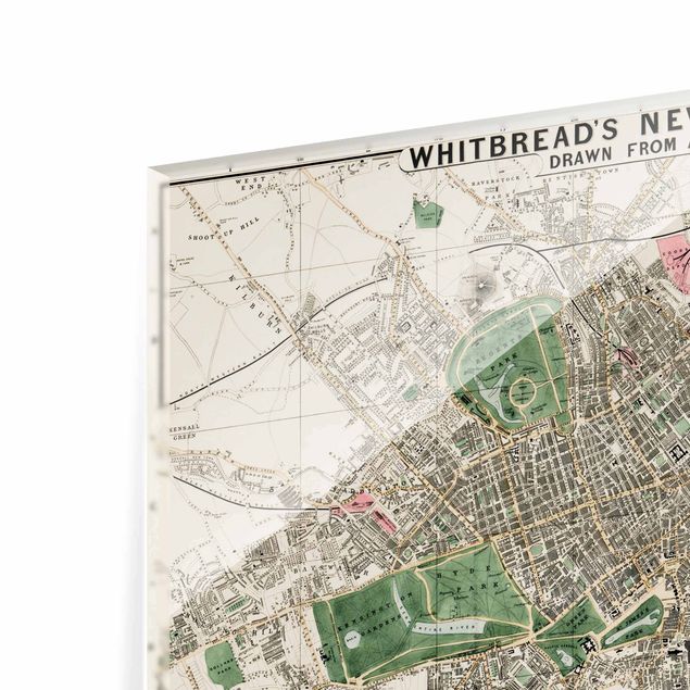 Glasbilleder verdenskort Vintage Map London
