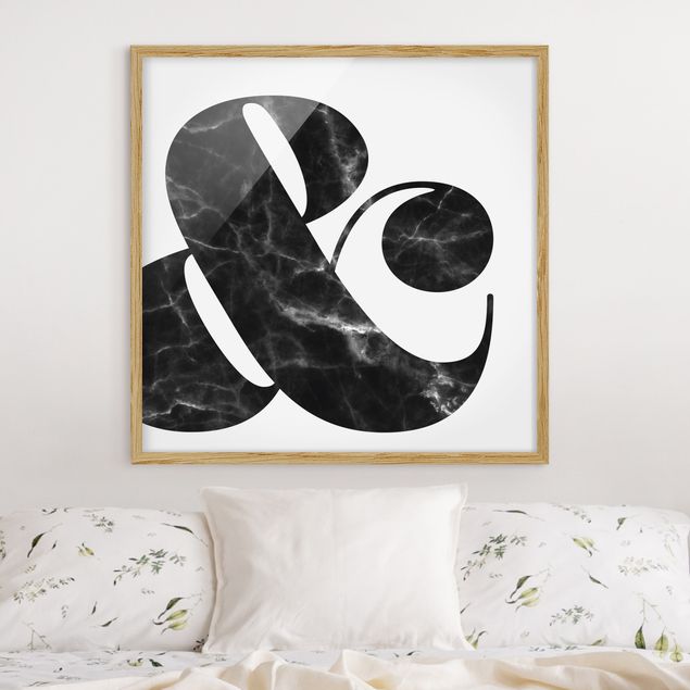 Indrammede plakater sort og hvid Ampersand Marble