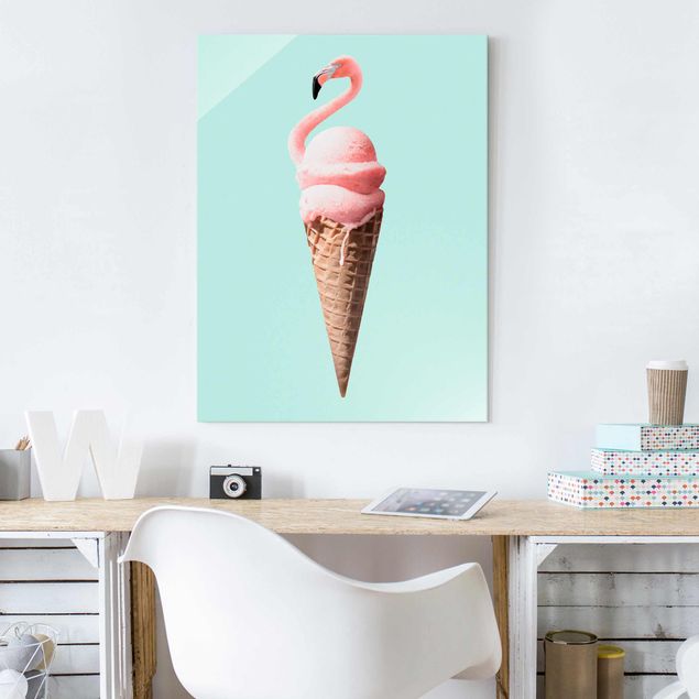 køkken dekorationer Ice Cream Cone With Flamingo