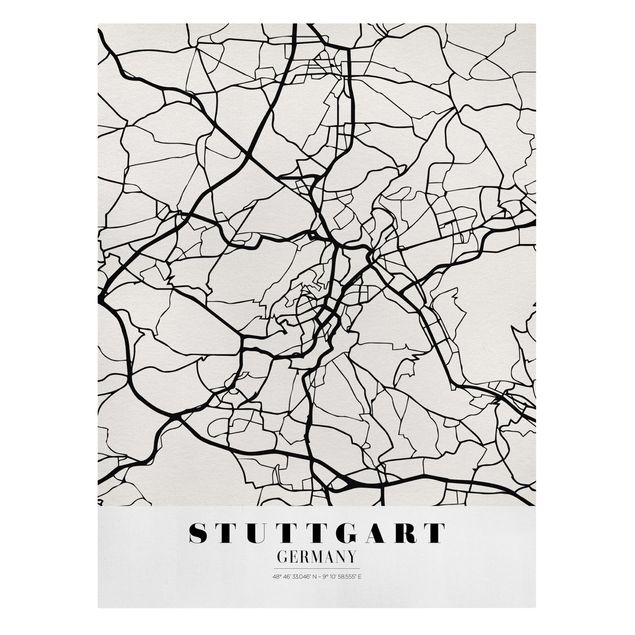Billeder sort og hvid Stuttgart City Map - Classic