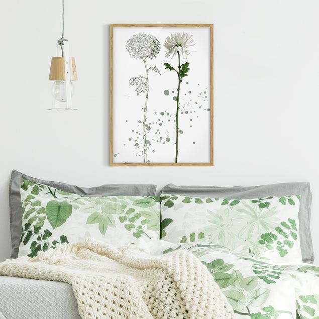 Indrammede plakater blomster Botanical Watercolour - Dandelion